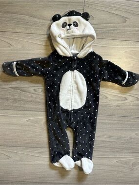 Penelope Mack Panda Bear Gray and White Bunting Suit Size 6-9 Months
